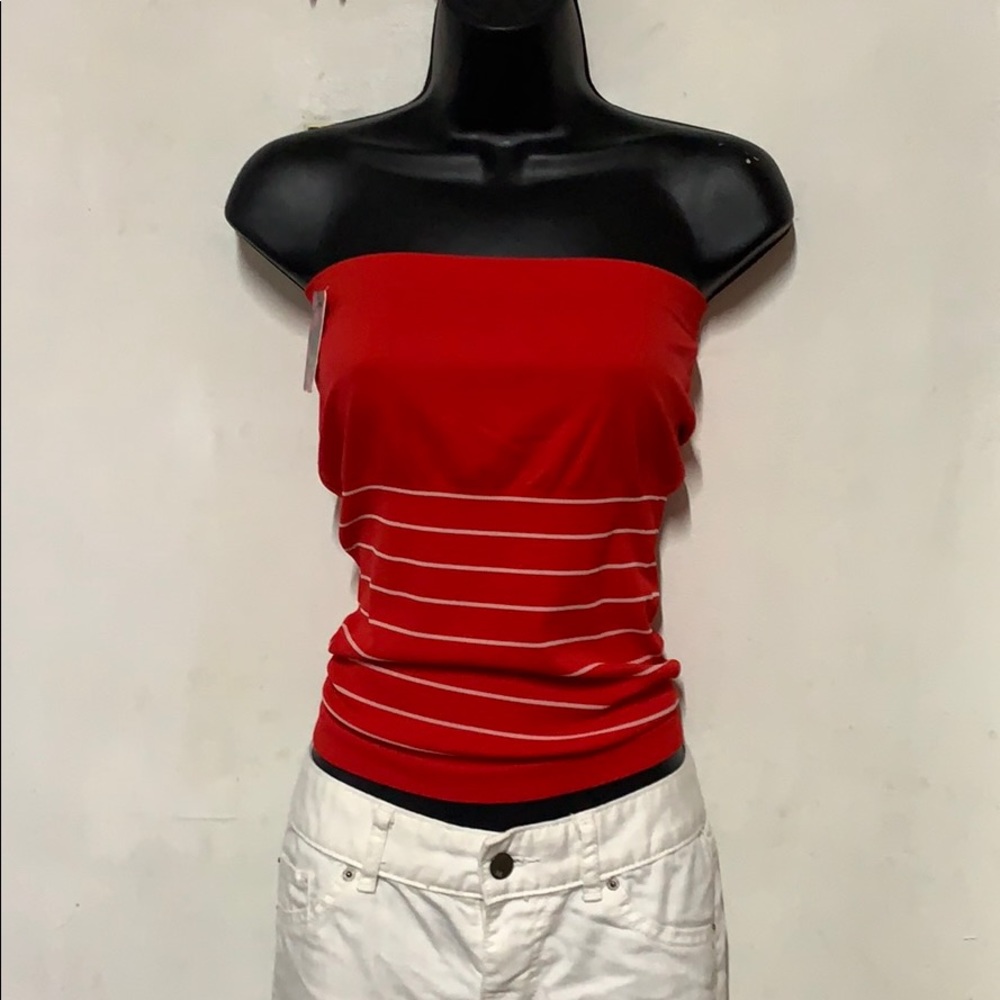 Cute Red and White Striped Tube Top